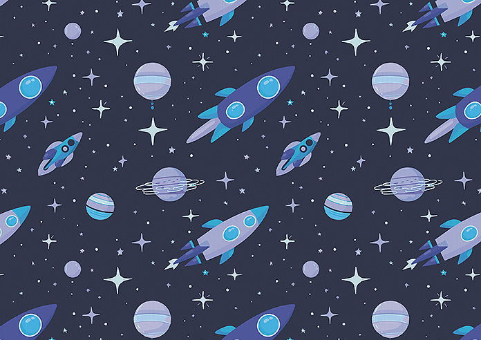 Rocket Adventure, Astral Blue - Roman Blind - Image 7